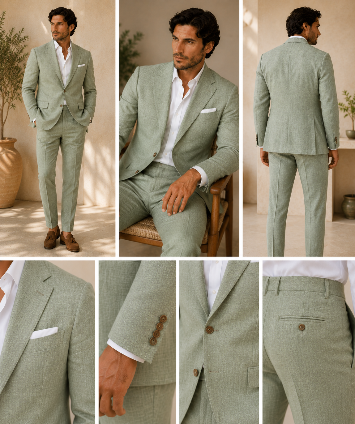 Men's Classic Single Breasted Linen Blend Suit 4